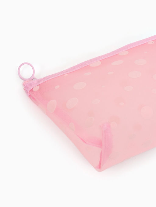 Косметичка дор Горох, сетка 17*6,5*13,5, отд на молнии, розовый