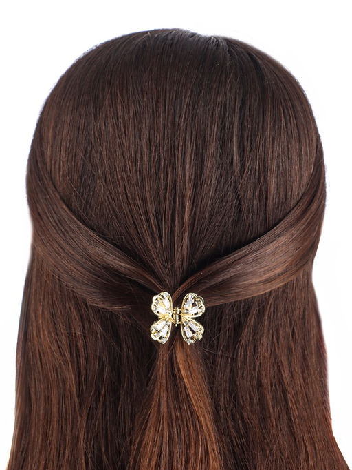 Цена за 6 шт. Крабик для волос «Доротеа», бабочка элит, 3.5 см, золото