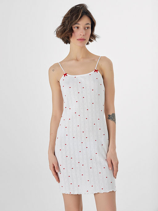 Сорочка ночная женская белая с принтом в сердечко - Mark formelle фото 3