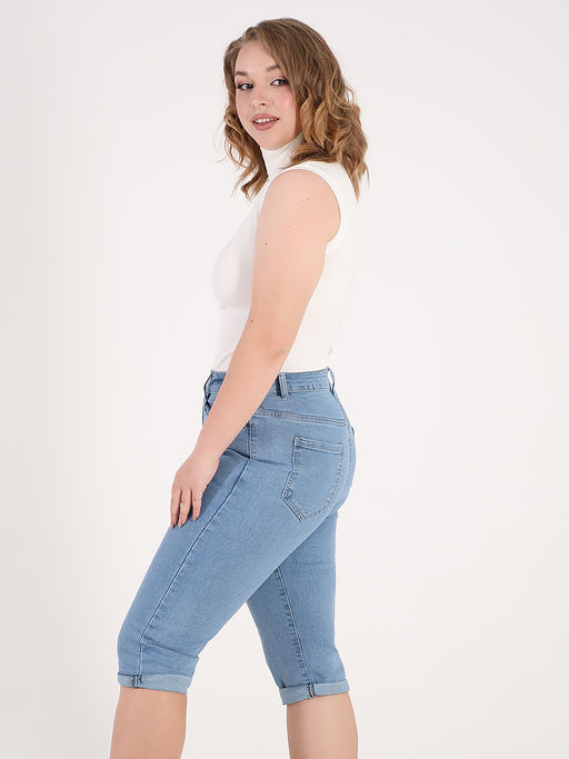 Капри джинсовые женские голубые больших размеров - Almond фото 5