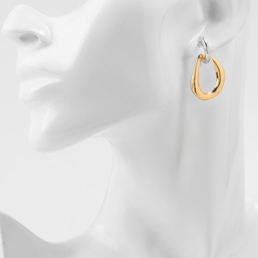 Серьги металл «Цепь» полукруг, звено, цвет серебро с золотом - Qf фото 4