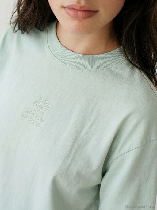 Bisiklet Yaka Bask?l? Kad?n Ti??rt