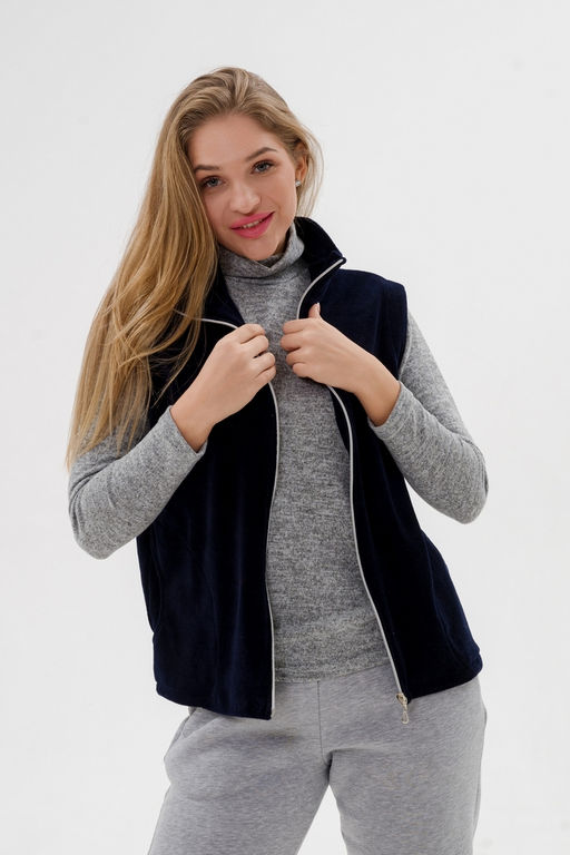 Жилет женский из велюра синий - Амадэль фото 19