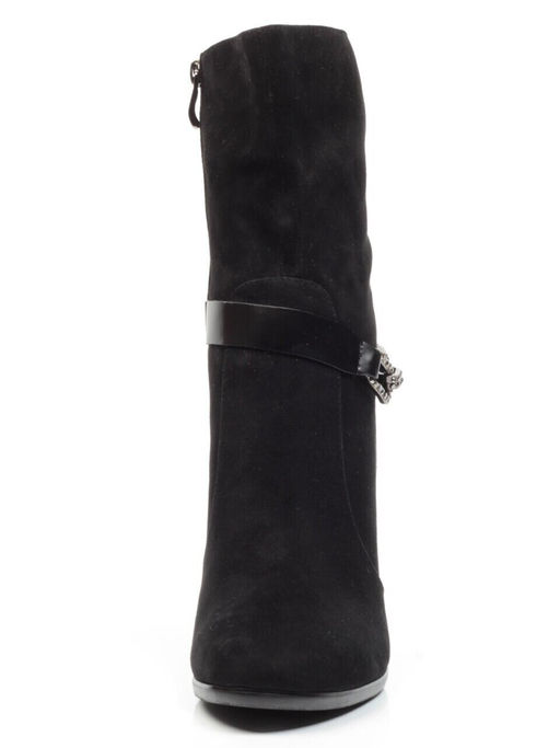 02-YF189-061M BLACK Полусапоги зимние женские (натуральная замша, натуральный мех (еврозима))