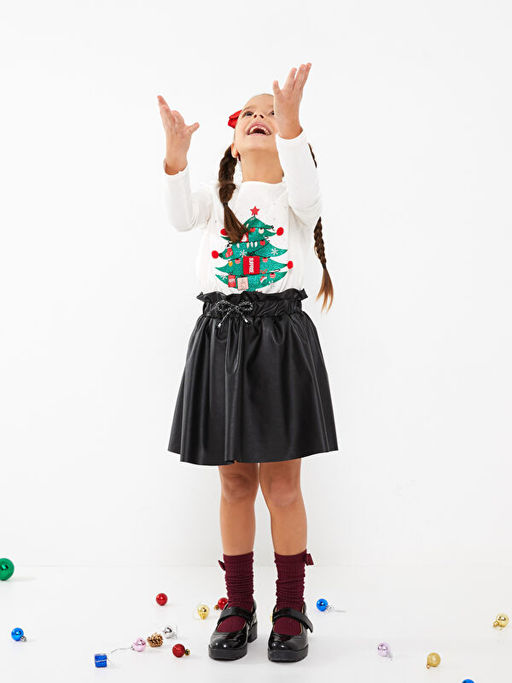 Bisiklet Yaka Y?lba?? Temal? Uzun Kollu K?z ?ocuk Ti??rt - Waikiki фото 3