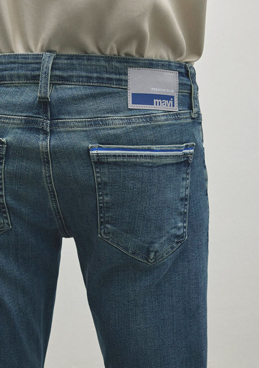 Jake Premium Blue Golgeli Indigo Mavisi Jean Pantolon  фото 7