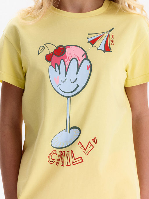 PELICAN, футболка для девочек, Ванильный  фото 2