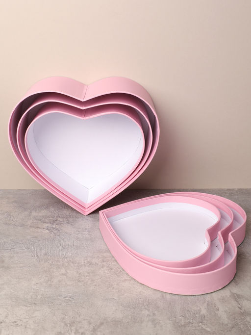 Коробка подарочная 3 штуки Сердце / 1160 /уп 24/16*18.3*7/18*20.3*8/20*22.3*9cm - ГалеонТрейд фото 4