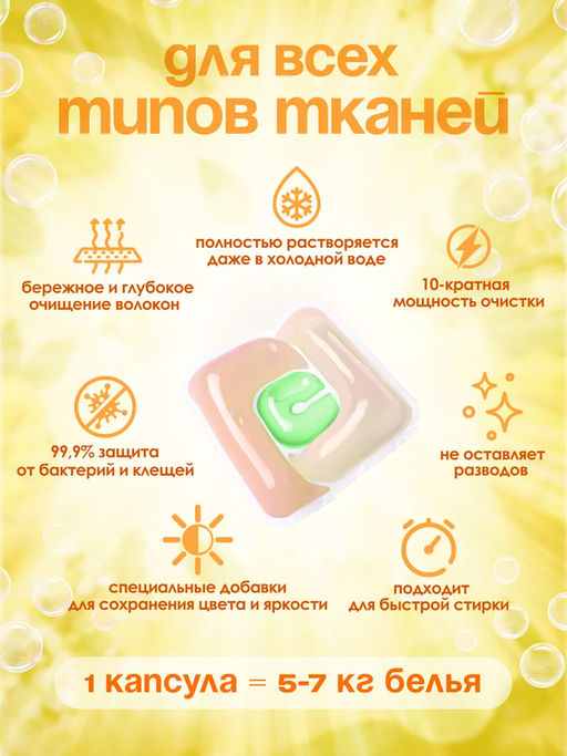 Капсулы для стирки Timson Роза - помело (35шт/525г) - Synergetic фото 3