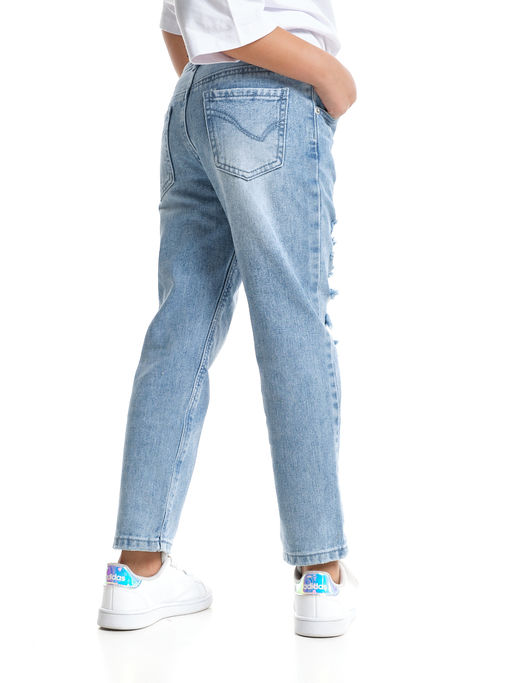 Джинсы голубые для девочки 33-1064 голубой - Mini maxi фото 4