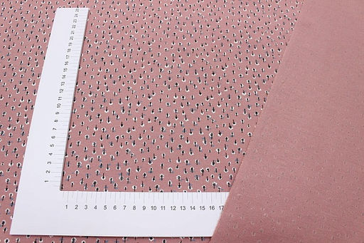 Теплый хлопок Мелкие белые листочки цв.т.винтажный пыльно-розовый, ш.1.49м, хл-100%, 150гр/м.кв - Купава фото 5