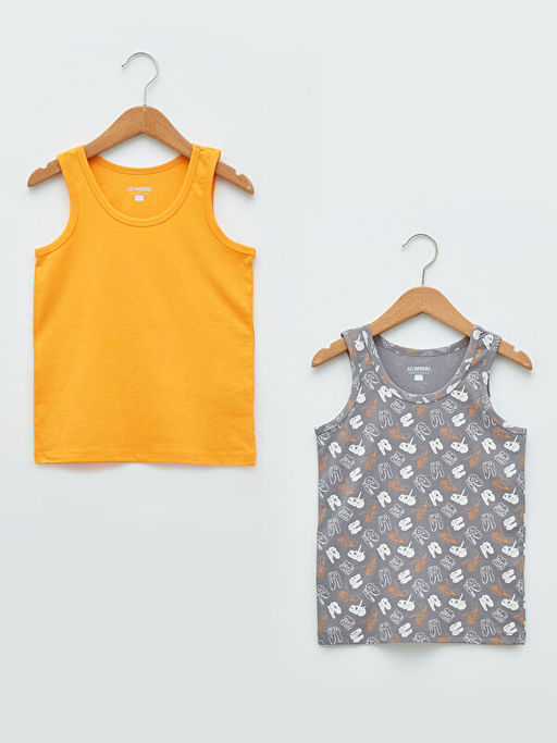 Bisiklet Yaka Pamuklu Erkek ?ocuk Atlet 2li