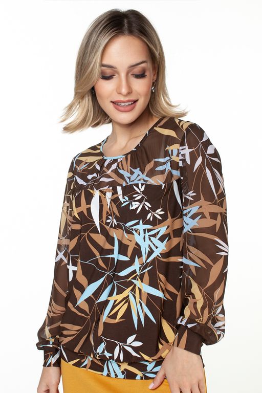 Блузка женская 4130-24/09/Оливково-зеленый, коричневый - Rise фото 6