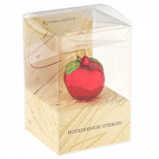 Елочная игрушка фигурка стеклянная Яблочко мини h4см, ручная художественная роспись, подарочная упаковка (Россия) - Домашняя мода фото 5