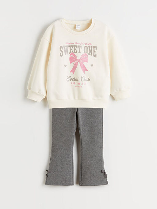 Bisiklet Yaka K?z ?ocuk Sweatshirt ve Tayt