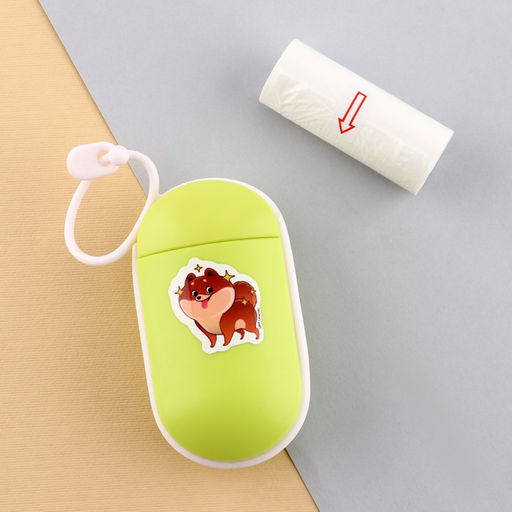 Контейнер с пакетами для уборки за собакой Чистюля, цвет зелёный