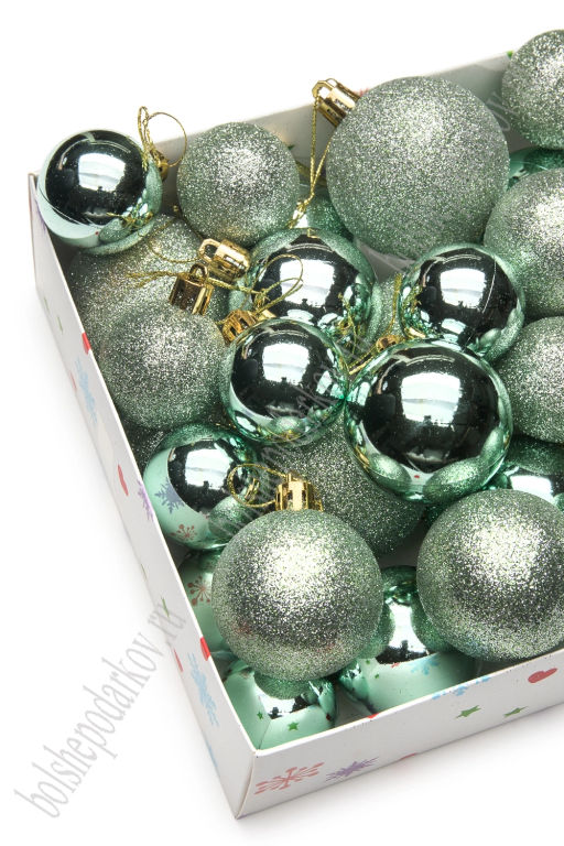 Набор новогодних шаров микс (28 шт) SF-8002, аквамариновый №12