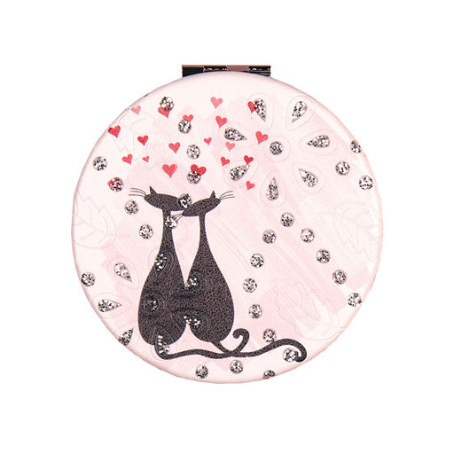 Зеркало карманное 7 см / GT358 /уп 50/300/ кожзам стразы