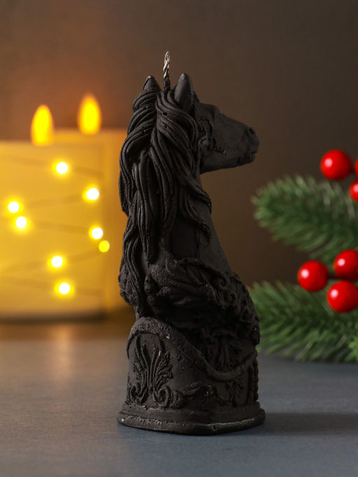 Цена за 2 шт. Свеча новогодняя «Лошадка: символ года», 12.5×5×6.5, чёрная