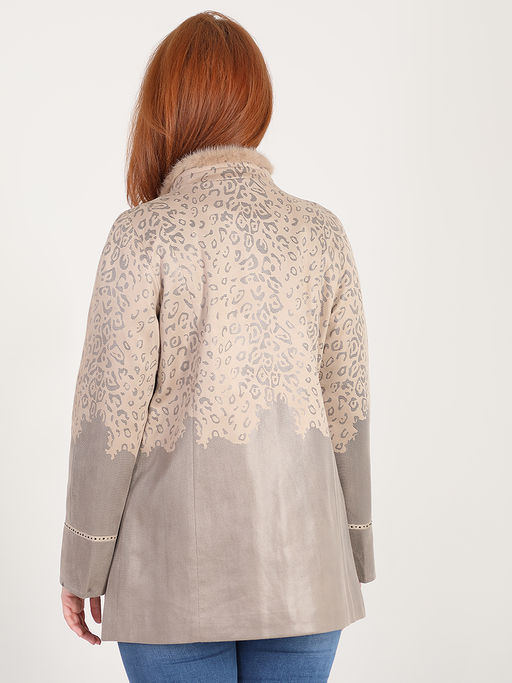 Куртка с меховым воротником бежевая - Almond фото 5