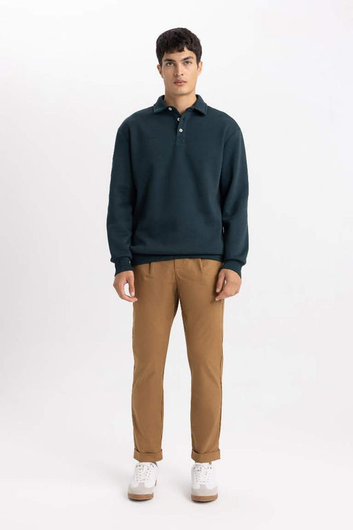 Толстовка комфортного кроя с воротником-поло - Defacto фото 2