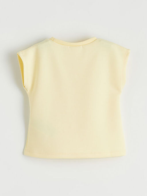 Bisiklet Yaka Bask?l? K?z ?ocuk Ti??rt