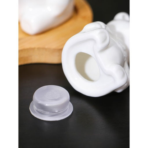 Набор для специй на бамбуковой подставке BellaTenero Медведица и медвежонок, 2 предмета: солонка 15 мл, перечница 35 мл, фарфор, белый фото 4