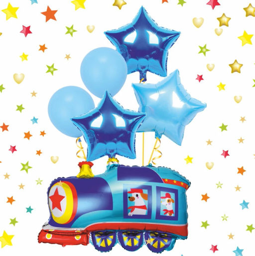 Воздушные шары 6 шт, 45см,12"/24см, 69см "Весёлый паровозик"