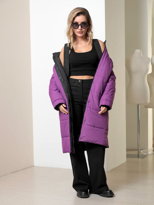 25422 Пальто лиловый - Dizzyway фото 9