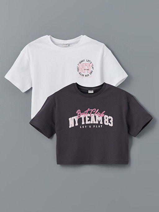 Bisiklet Yaka K?z ?ocuk Ti??rt 2li