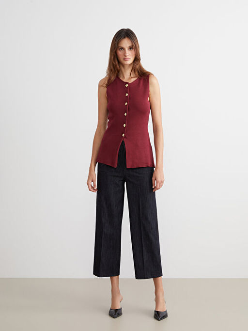 Bisiklet Yaka Kad?n Triko Yelek