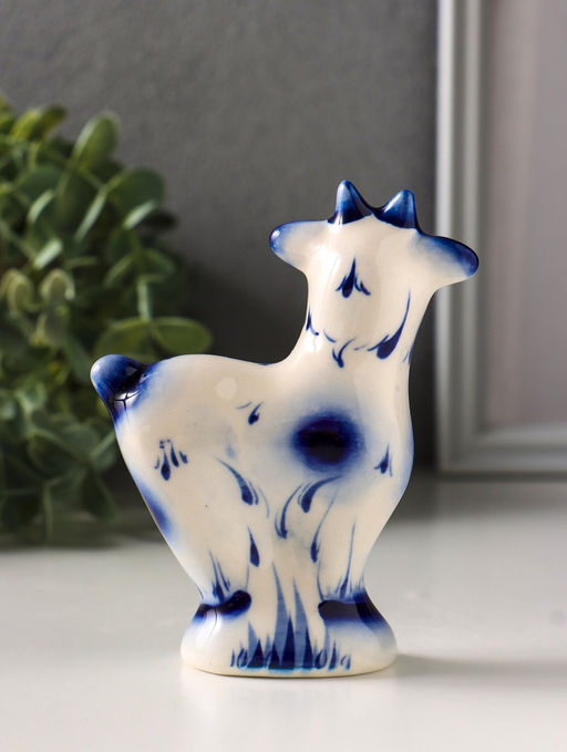 Фигурка фарфор «Козёл Кузя», 11.5 см, гжель