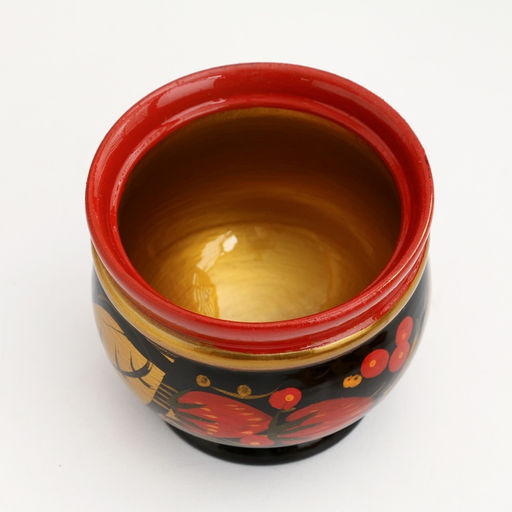 Солонка с крышкой «Ягодка», большая, 10×8 см, хохлома, дерево