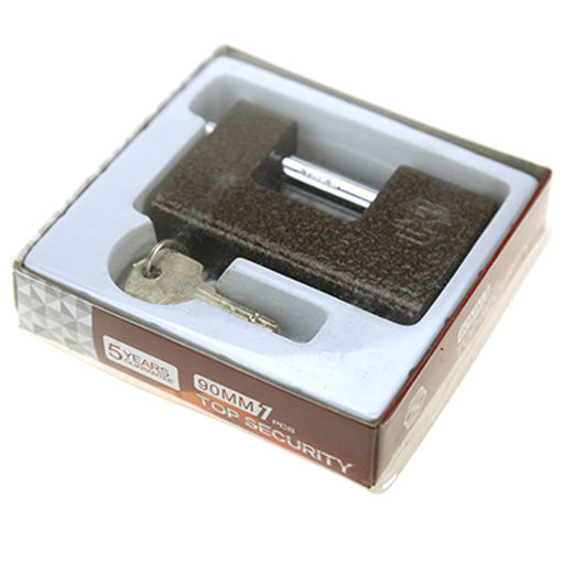 Замок навесной, стальной, гаражный 90мм "Рябчик", 90х60х25мм, окрашенный, 3 ключа, в коробке (Китай)