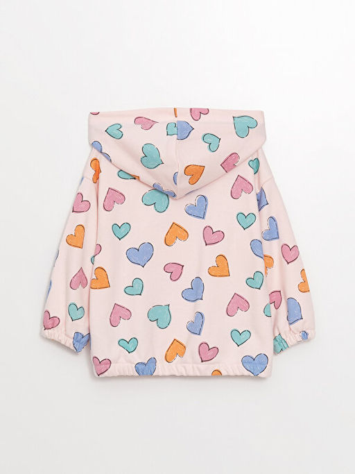 Kap??onlu Uzun Kollu K?z Bebek Fermuarl? Sweatshirt