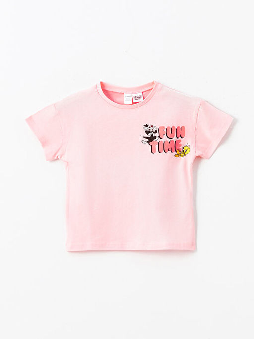 Bisiklet Yaka K?sa Kollu Tweety Bask?l? K?z Bebek Ti??rt - Waikiki фото 2