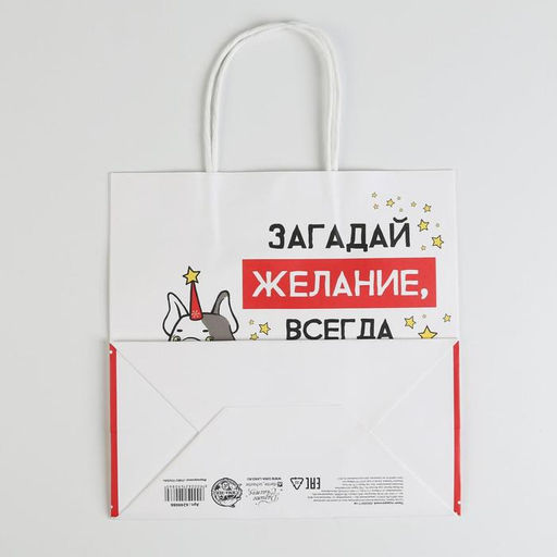 Пакет подарочный новогодний «Загадай желание», 22 х 22 х 11 см