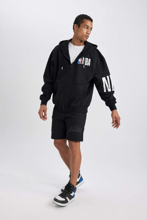 DeFactoFit толстовка на молнии с капюшоном и надписью NBA Oversize  фото 5