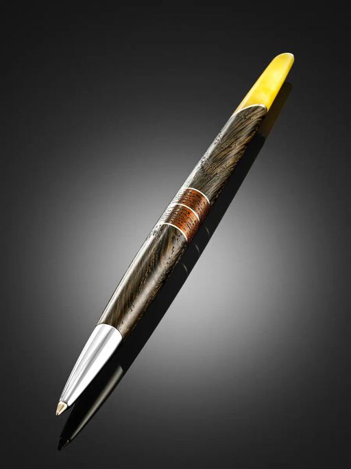 Эксклюзивная ручка из дерева и натурального янтаря медового цвета - Амберхолл фото 2