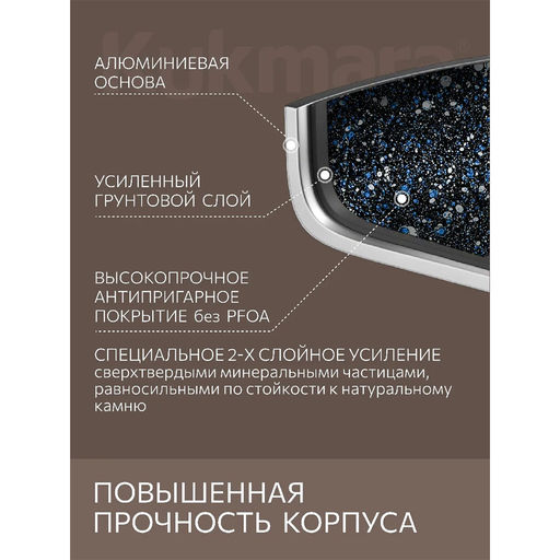 ЛА_АП_GRANIT (black) Сковорода глубокая 220мм с ручкой, , арт. сггч222а