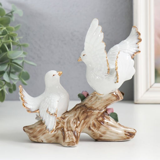 Фигурка керамика «Голуби на цветочной ветке», 12 см