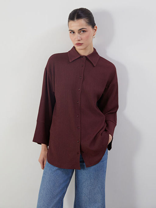 Dokulu Oversize Kad?n G?mlek Tunik