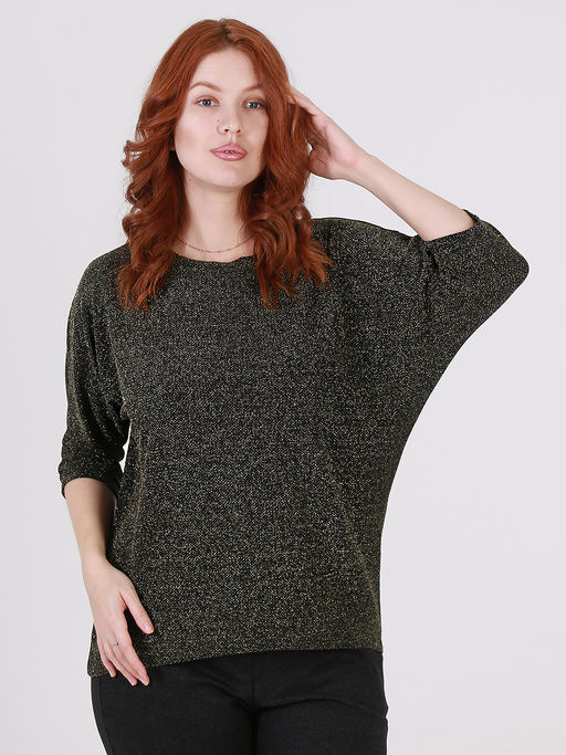 Люрексовая блузка золотая больших размеров - Almond фото 3