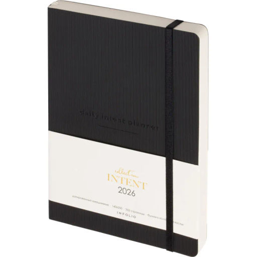 Ежедневник датированный 2026 IF 14х20см 176л, мягк Intent I1729/black