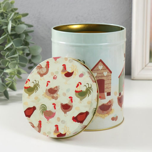 Шкатулка металл цилиндр Курятник набор 3 шт 7,5х7,5х10,7 9х9х12,7 10,5х10,5х13,5 см - Simaland фото 6