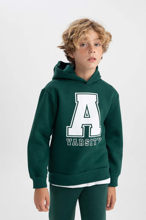 Толстая толстовка с капюшоном и принтом для мальчиков - Defacto фото 6