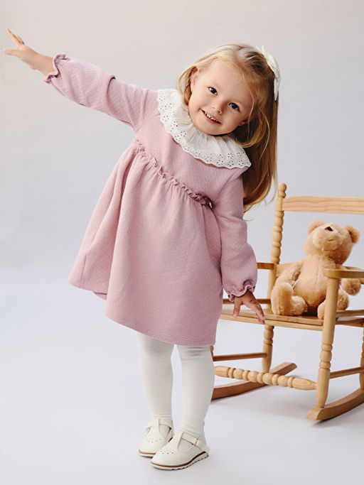 Bebe Yaka K?z Bebek Elbise ve K?lotlu ?orap