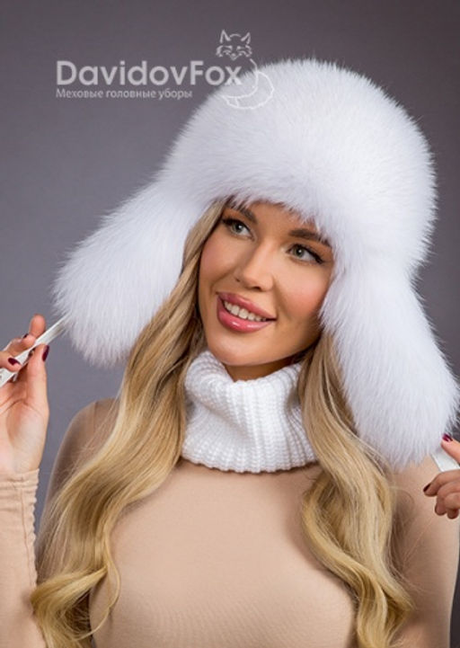 ВИДЕООБЗОР шапка Ушанка песец кожа белая