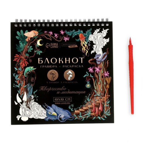 Блокнот гравюра-раскраска 19х19см Воображение - Школа талантов фото 3