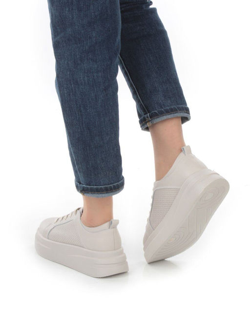 05-PDE36-2 BEIGE Кроссовки женские (натуральная кожа) - Фабричный китай фото 2